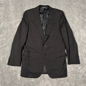 Ermenegildo Zegna Blazer 42R Black Pinstripe Wool Made in Italy 1990s Vintage